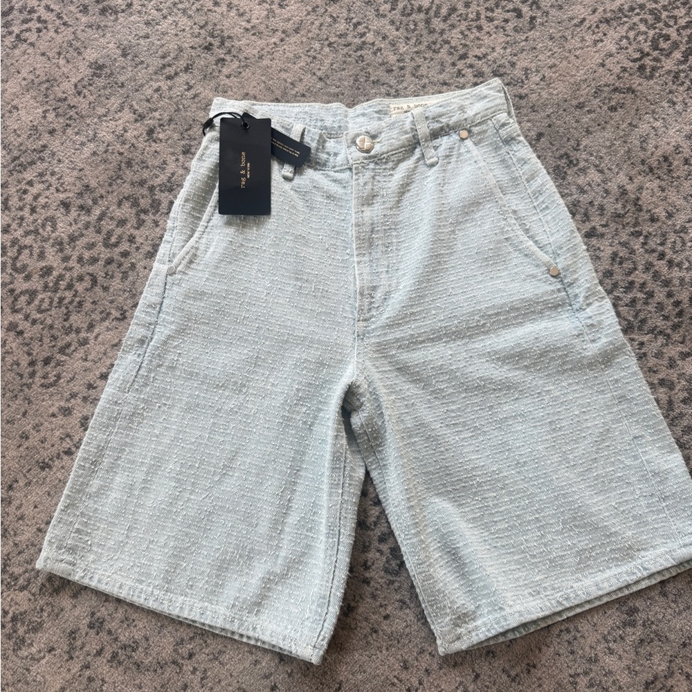 Rag and Bone Light Blue Textured Bermuda Shorts